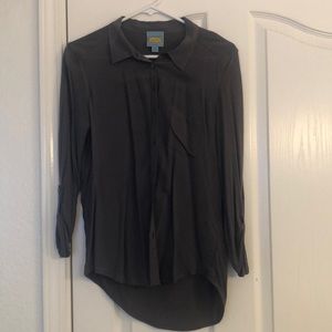 C & C California mixed materials, hi-lo blouse